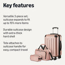 AMAZON BASICS 3-PIECE LUGGAGE SET INCLUDING CARRY-SET 22" HARDSIDE - ROSE GOLD - Like New