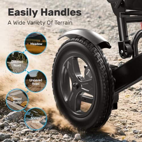 POWET ELECTRIC WHEELCHAIR FOR ADULTS, FOLDABLE POWER WHEELCHAIR - BLACK - Like New