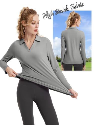 FKEEP WOMEN TENNIS GOLF SHIRT LONG SLEEVED TOP SPORT ACTIVEWEAR LIGHT GREY M - Like New