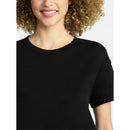 TIME AND TRU WOMEN'S COTTON T-SHIRT DRESS SHORT SLEEVES, SIZES MEDIUM - BLACK - Brand New