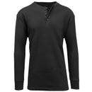 BLUE ICE GALAXY BY HARVIC MEN'S LONG SLEEVE THERMAL HENLEY TEE - SIZE: M - BLACK - Brand New