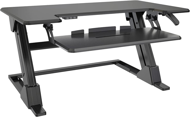 Realspace Standing Rectangular Desk Riser With Keyboard Tray 9736953 Black Like New