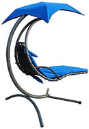 BALANCEFROM HANGING CURVED CHAISE LOUNGE SWING CHAIR CUSHION PILLOW - BLUE - Like New
