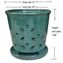 7" Large Round Orchid Pot Forest Green Ceramic pots Orchids Drainage B094FKDC4R - Brand New