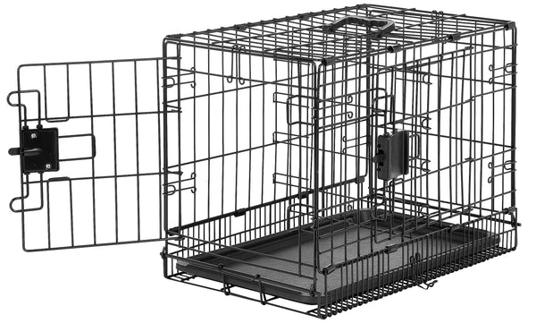 AMAZON BASICS DURABLE FOLDABLE METAL WIRE PET CRATE TRAY DOUBLE DOOR, 22X13X16 Like New