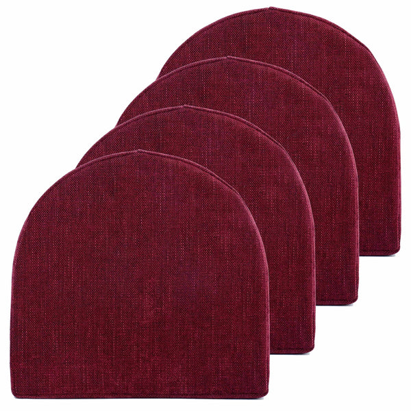 Sweet Home Collection Chair Cushions, 4 COUNT (PACK OF 1), WINE BURGUNDY Brand New