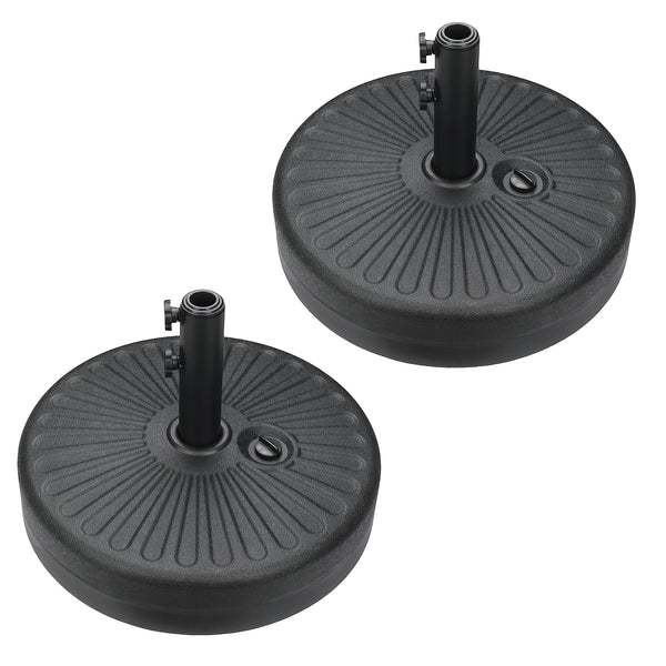 YSSOA 2 PACK 20" 50LBS CAPACITY FILLABLE UMBRELLA ROUND BASE HEAVY DUTY - BLACK Like New