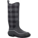 MUCK HALE WATERPROOF WOMEN'S TALL WELLINGTON BOOTS - BLACK/GRAY PLAID - SIZE 9 - Like New