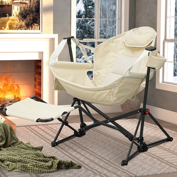 AINFOX HAMMOCK CAMPING CHAIR FOOTREST FOLDABLE PORTABLE ROCKING - Scratch & Dent