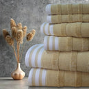 KATHY IRELAND 6-PIECE JACQUARD STRIPE KYOTO TOWEL SET - LINEN - Brand New