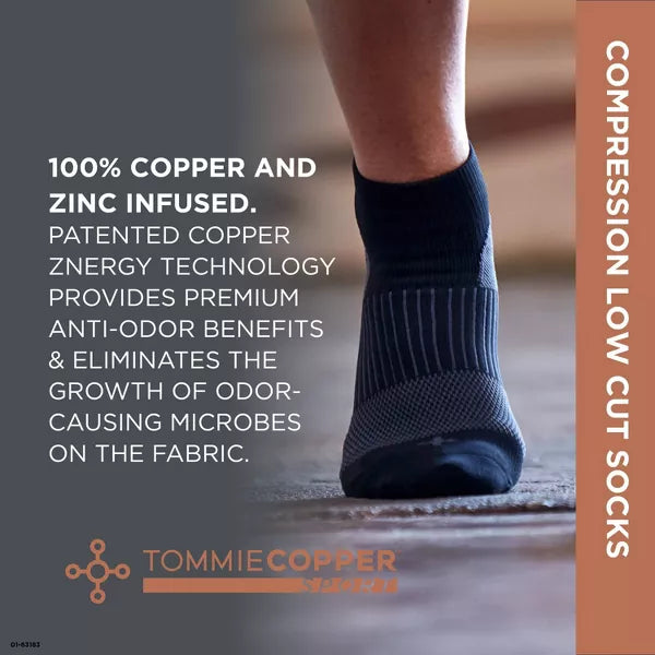 TOMMIE COPPER SPORT COMPRESSION LOW CUT SOCKS (3-PACK) MEN XL WOMEN XL - BLACK - Brand New