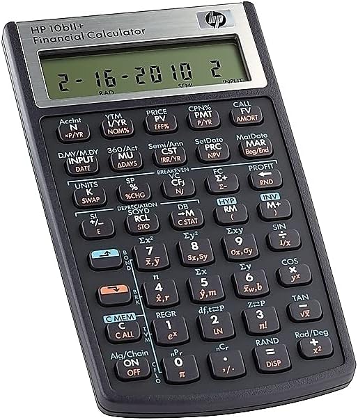 HP 10bII+ Financial Calculator, 12-Digit LCD NW239AA - Black Like New