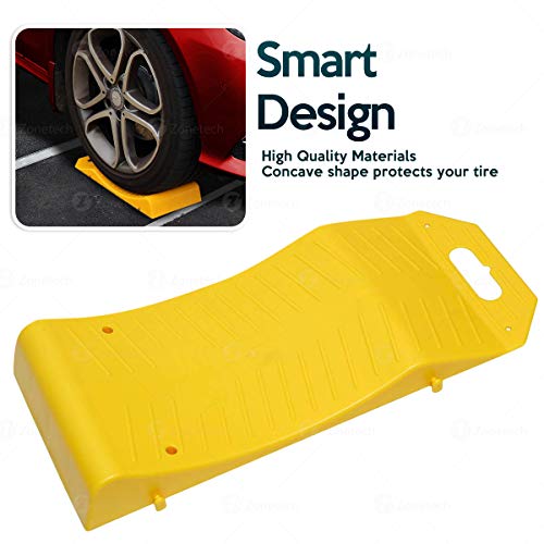 ZONETECH TIRE SAVER RAMPS - PREMIUM ANTI- SLIP DESIGN PREVENTION 8 PACK - YELLOW - Like New