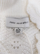 FREE ASSEMBLY WOMEN'S PLUS COTTON POINTELLE CARDIGAN SWEATER - SIZE: S - CREAM - Brand New