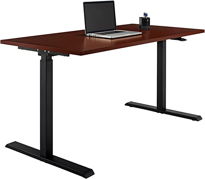 Realspace Magellan Pneumatic Height-Adjustable Standing Desk 60"W 102866 Cherry Like New