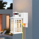 LARK MANOR OUTDOOR WALL LIGHT WITH GFCI OUTLET , MOTION SENSOR - WHITE - Like New