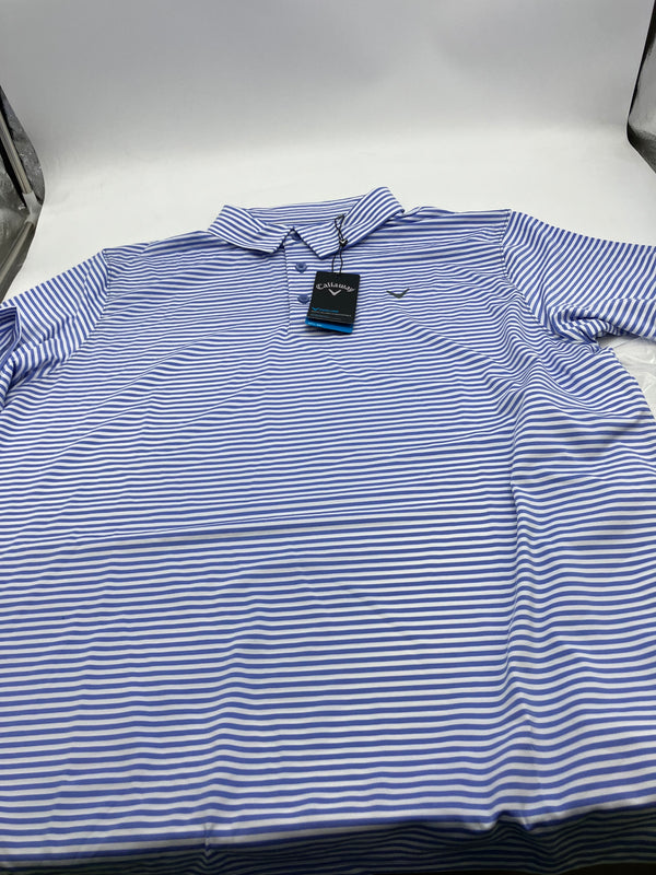 CALLAWAY MEN'S SURPRISE POLO - SIZE: MEN XL - LIGHT BLUE AND WHITE STRIPES - Brand New