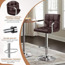 Yaheetech Bar Stools Set of 2, Swivel with Backs, Adjustable Height, Brown - Brand New