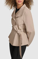 LWQMP374 Karl Lagerfeld Women's Peplum Trench Coat Khaki Size XL - Brand New