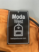 MODA WEST 17" BACKPACK - ORANGE/BLACK - Brand New