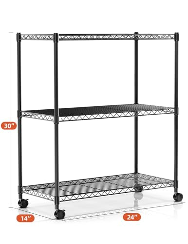 SIMPLE DELUXE HEAVY DUTY 3-TIER STORAGE SHELVES 750LB CAPACITY - BLACK - Like New