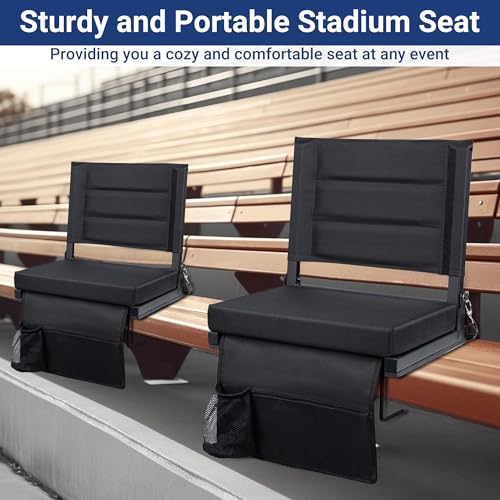MAEYTAU STADIUM SEATS FOR BLEACHERS WITH BACK SUPPORT PORTABLE BLEACHER - BLACK - Like New