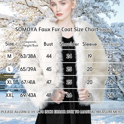 SOMOYA WOMENS FAUX FUR COAT LONG SLEEVE WINTER COAT MEDIUM - BEIGE - Brand New
