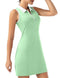 Fkeep Women's Golf Tennis Dress Activewear Zipper V-Neck Pocket Mint Green M - Brand New
