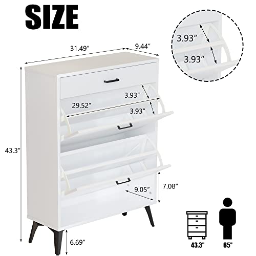 AWQM SHOE CABINET MODERN FREE STANDING HALLWAY - WHITE - Like New