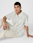 7032 EDDIE BAUER MEN'S PRINTED BAJA SHORT-SLEEVE SHIRT LIGHT GRAY 2XL - Brand New
