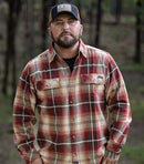 1052 Legendary Whitetails Mens Plaid Flannel Shirt Long Sleeve Brick Plaid L - Like New