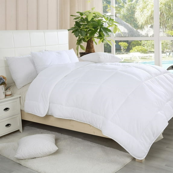 BIBB HOME GOOSE DOWN ALTERNATIVE COMFORTER, QUEEN SIZE - WHITE - Brand New