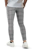 GINGTTO Mens Plaid Dress Pants Stretch Chino Pants Men Slim Fit Gray 30x30 - Like New