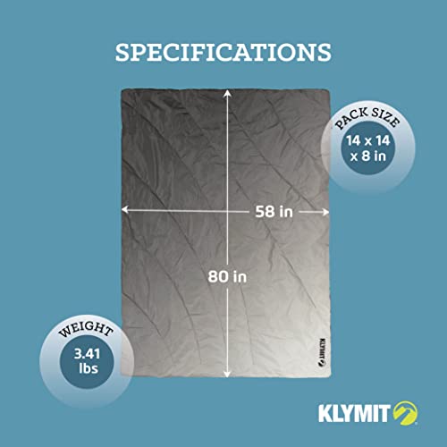 KLYMIT HORIZON OVERLAND PACKABLE CAMPING BLANKET COMFORTER 13HOGY01C - GRAY - Brand New