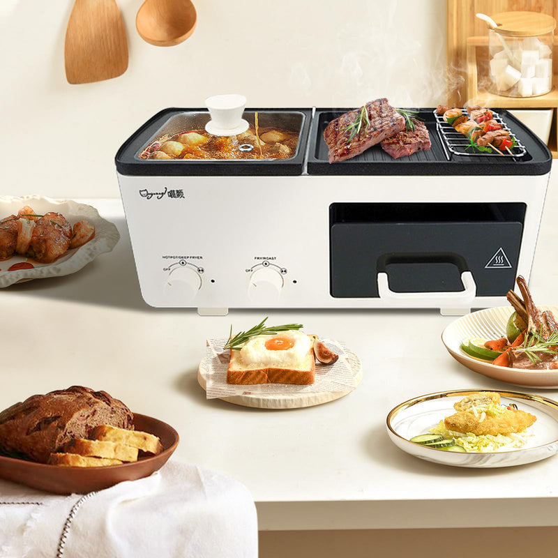 WOOD-IT 4 IN 1 BREAKFAST MAKER STATION WITH INDOOR GRILL/GRIDDLE/TOAST DRAWER - Like New