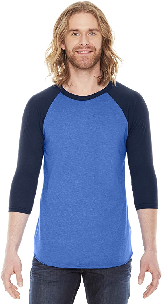 BB453W American Apparel Unisex 3/4-Sleeve Raglan T-Shirt New