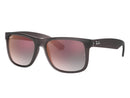 RAY-BAN JUSTIN RECTANGULAR SUNGLASSES - SMOKE GRAY/GRAY GRADIENT MIRROR - Like New