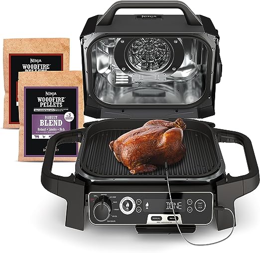 Ninja OG701 Woodfire Outdoor Grill Smoker 7-in-1 Master Grill BBQ Smoker - Grey - Like New