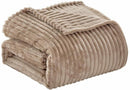 STRIATA RIBBED CORDUROY BLANKET ULTRA-SOFT PLUSH KING 108" X 90" - TAUPE - Brand New