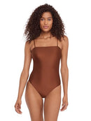 Steve Madden Women's Bandeau One Piece Swimsuit Removable Straps - Women XL - Brand New