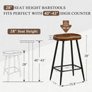 Bar Stools Set of 2, Modern 28" Bar Height Bar Stools, Brown Faux Leather - Like New