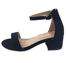 B09Q4LYXK8 Lucky Top Girls Dress Sandal Low Heel Ankle Strap, Black, Size 1 - Brand New