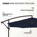 WIKIWIKI 10FT PATIO UMBRELLAS OUTDOOR CANTILEVER HANGING UMBRELLAS - NAVY BLUE - Like New