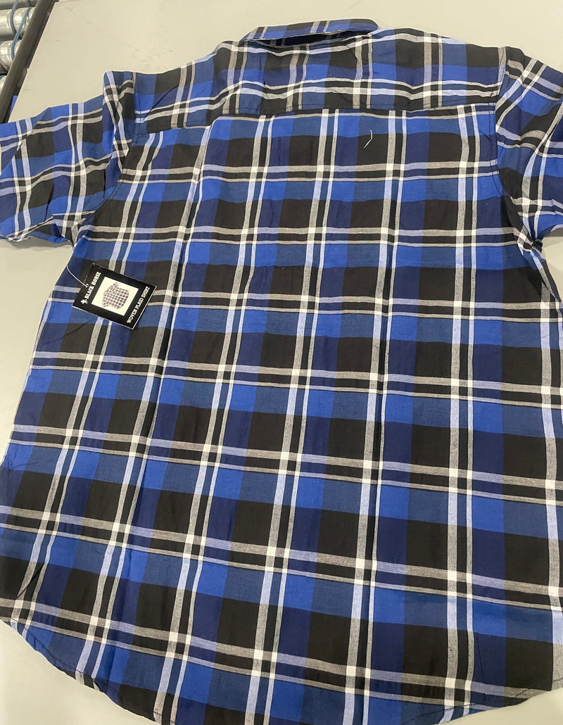 BLACK HORSE WOVEN PLAID SHIRT - SIZE MENS L - BLUE/LIGHT BLUE/VIOLET/BLACK/WHITE - Brand New