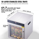 VEVOR ELECTRIC FOOD DEHYDRATOR 800W ELECTRIC FOOD DRYER STAINLESS STEEL - SILVER - Like New