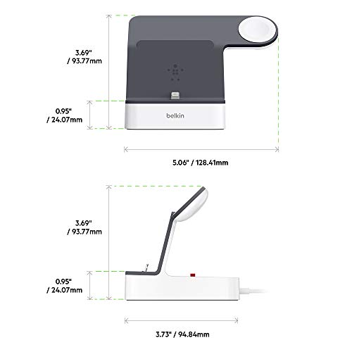 BELKIN 2-IN-1 IPHONE & APPLE WATCH CHARGING DOCK - F8J237V2 - WHITE - Like New