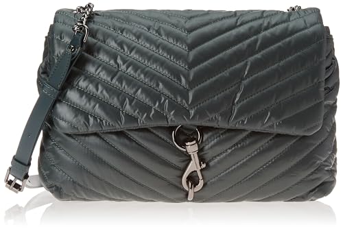 REBECCA MINKOFF EDIE FLAP SHOULDER BAG - DEEP JADE/GUNMETAL - Brand New