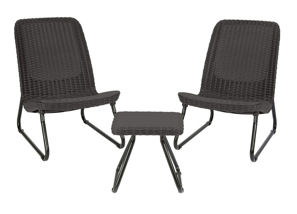 KETER RIO 3 PIECE RESIN WICKER PATIO FURNITURE SET DARK GRAY - Scratch & Dent