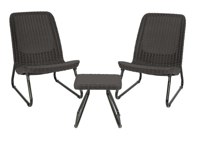 KETER RIO 3 PIECE RESIN WICKER PATIO FURNITURE SET DARK GRAY - Scratch & Dent