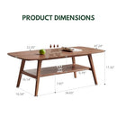Bamskov Mid Century Modern Coffee Table: 100% Solid Wood Coffee Table - 2-Tier - Brand New